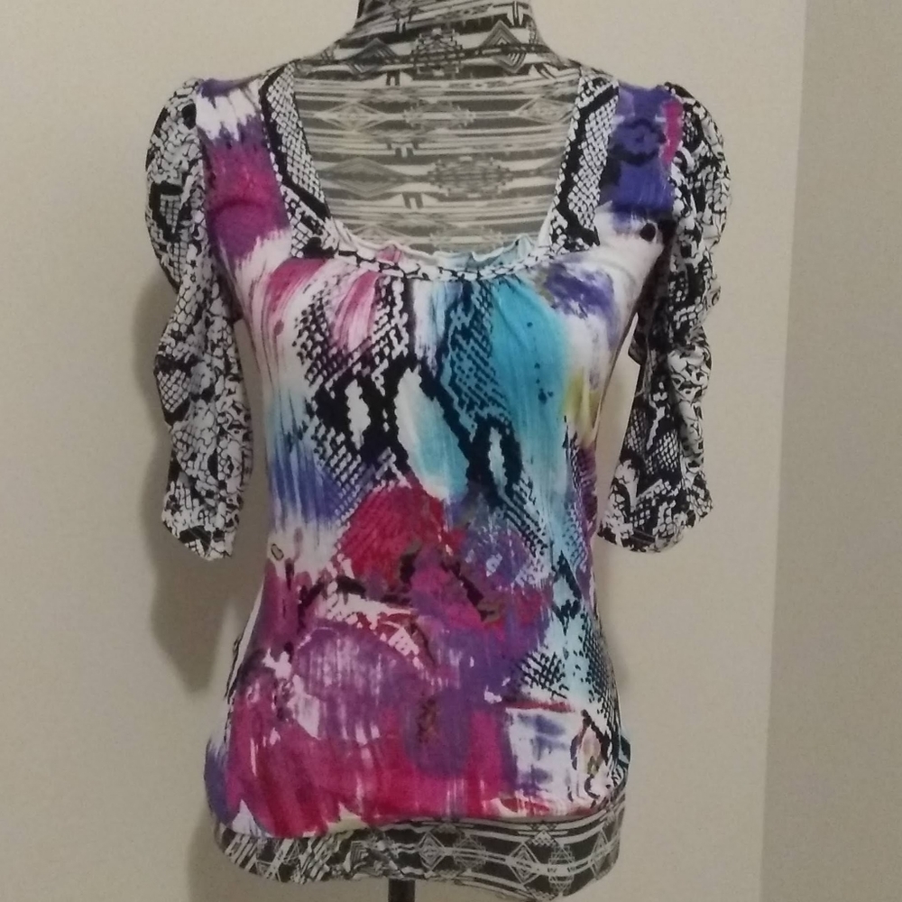 😁 Multicolored Print Alberto Makali Top, Size S